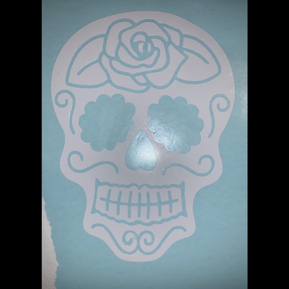 Sugar Skull 7 inch white vinyl decal